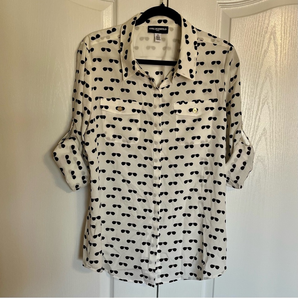Karl Lagerfeld Women’s Shirt with Black Sunglasses Pattern